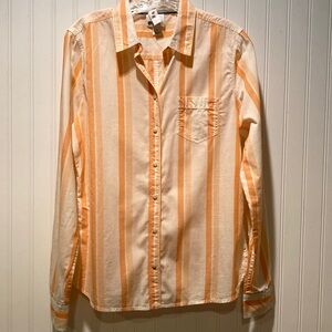 STYLUS 100% Cotton Striped Button Up Blouse Size Medium